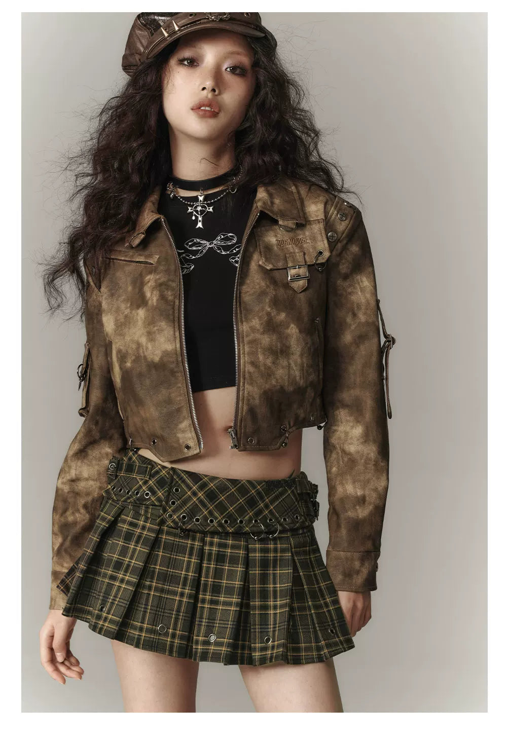Plaid Pleats High-Waist Short Skirt