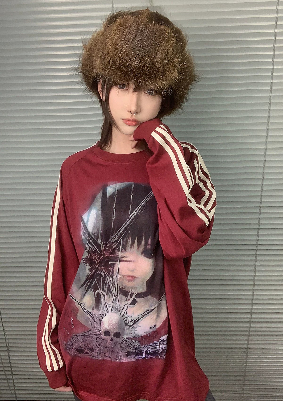 Metal Girl Print Long Sleeve T-Shirt