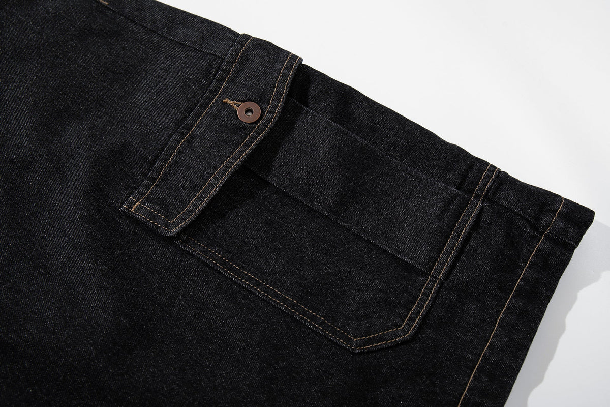 Wide Cargo Denim Jort