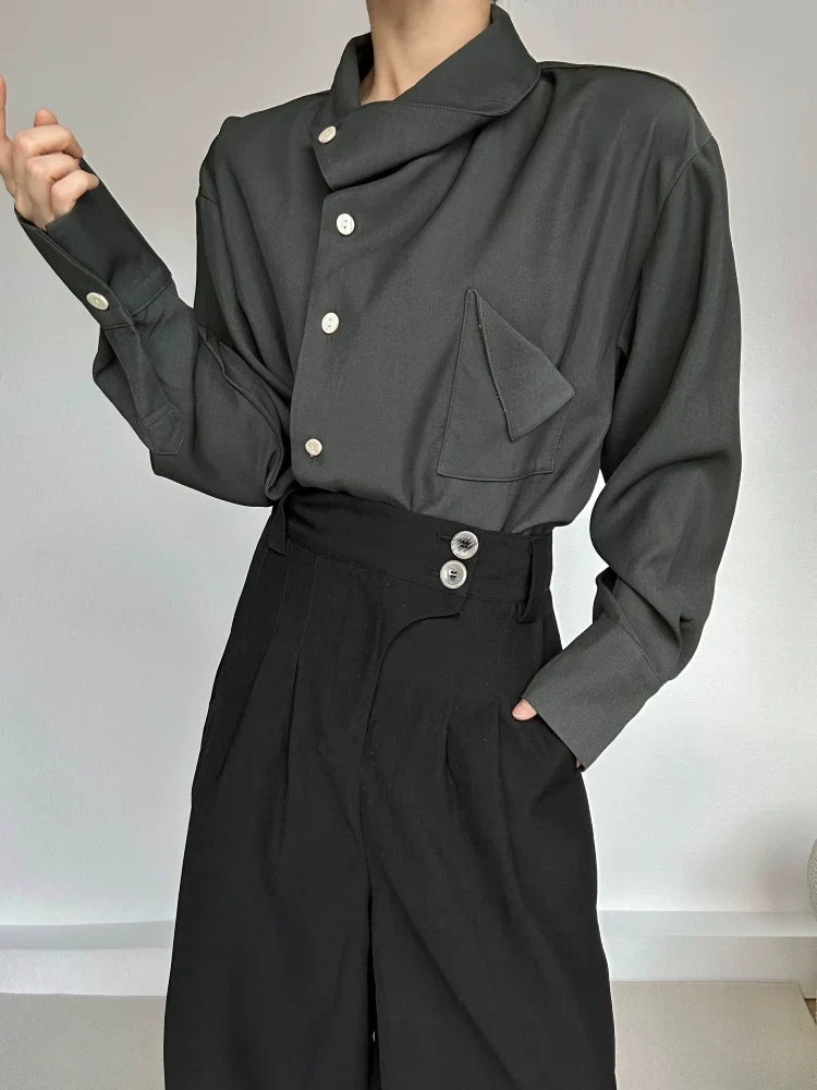 Asymmetric Neckline Long Sleeve Shirt
