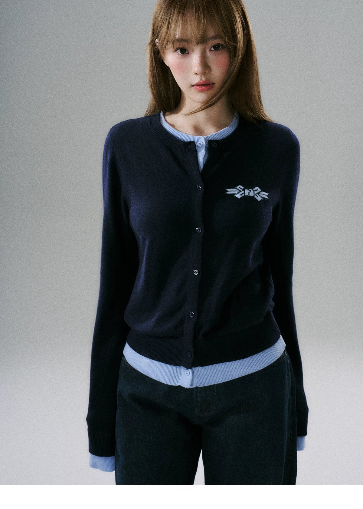Logo Embroidery Knit Cardigan