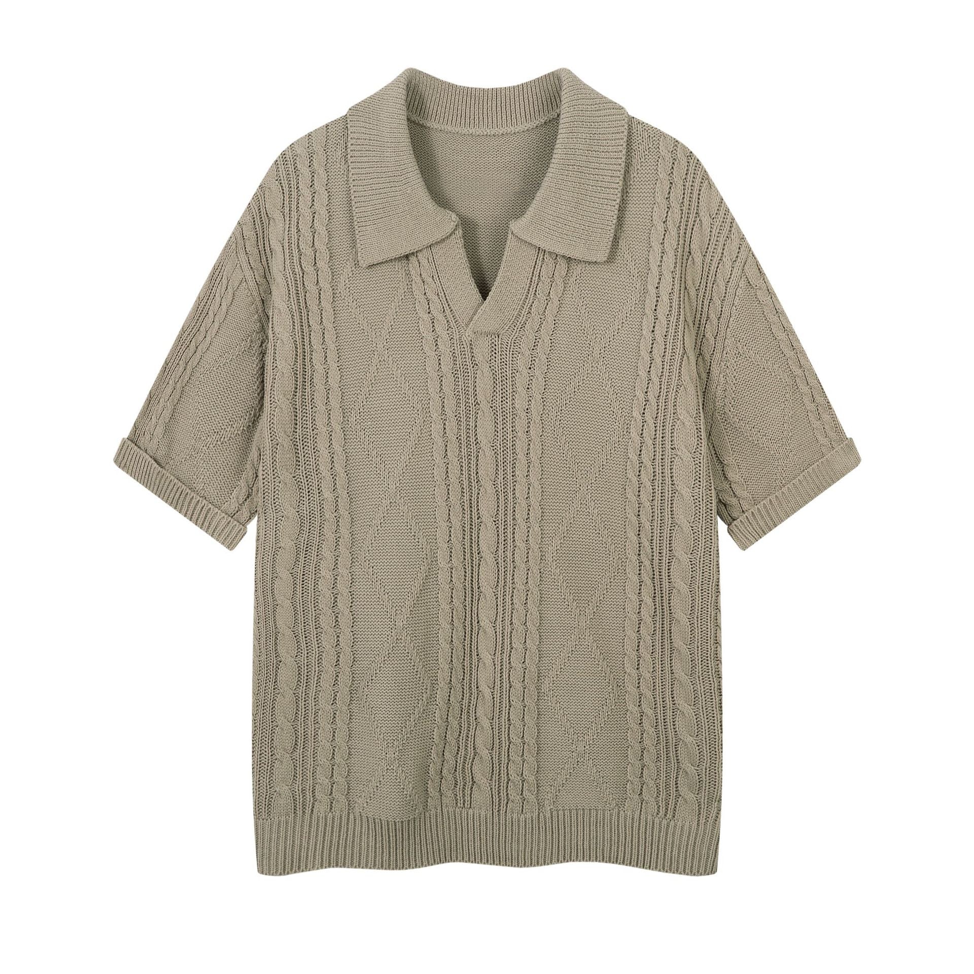 Oversize Hollow Short Sleeve Knit POLO Shirt