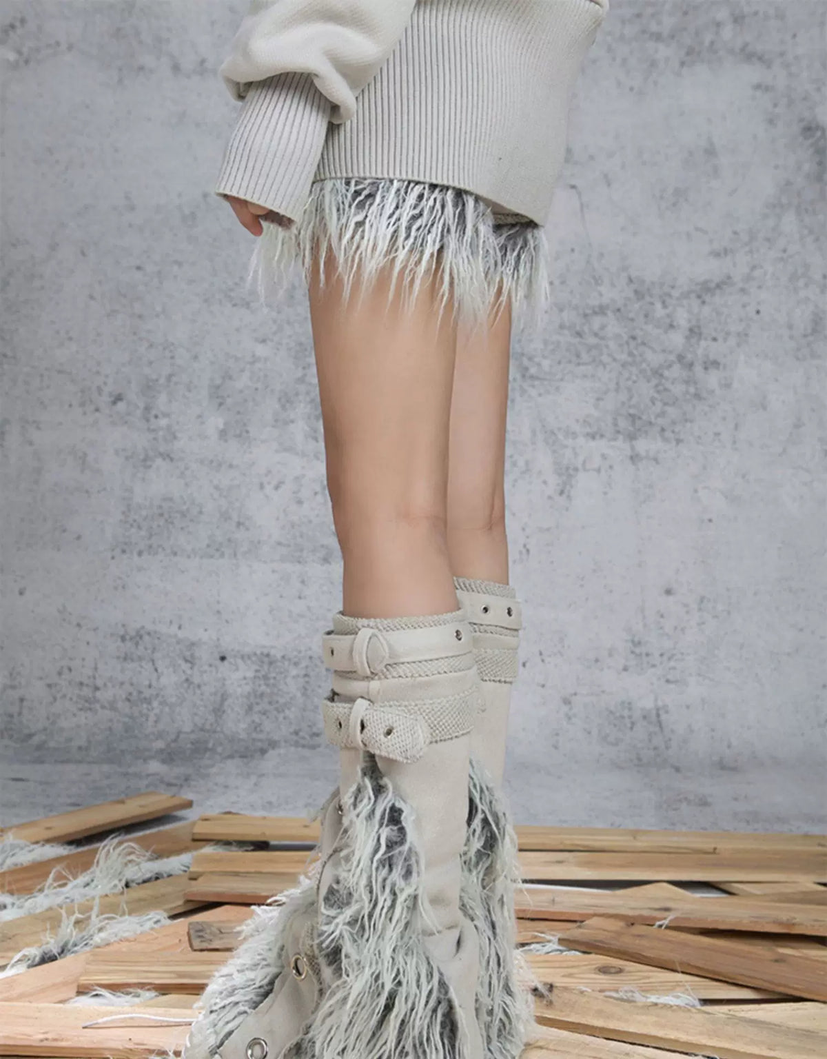 Patchwork Heavy-Duty Punk Short Pants & Leg Cover