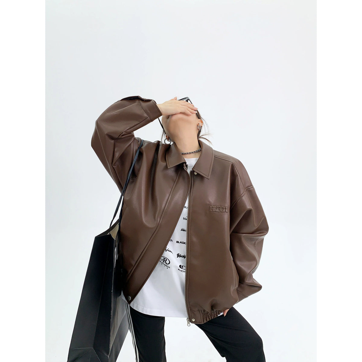 Oversize Zipper PU Leather Jacket