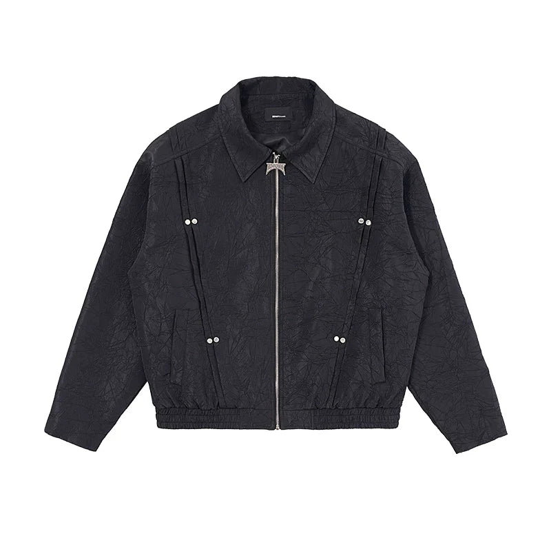 Embossed Polo Zipper Jacket