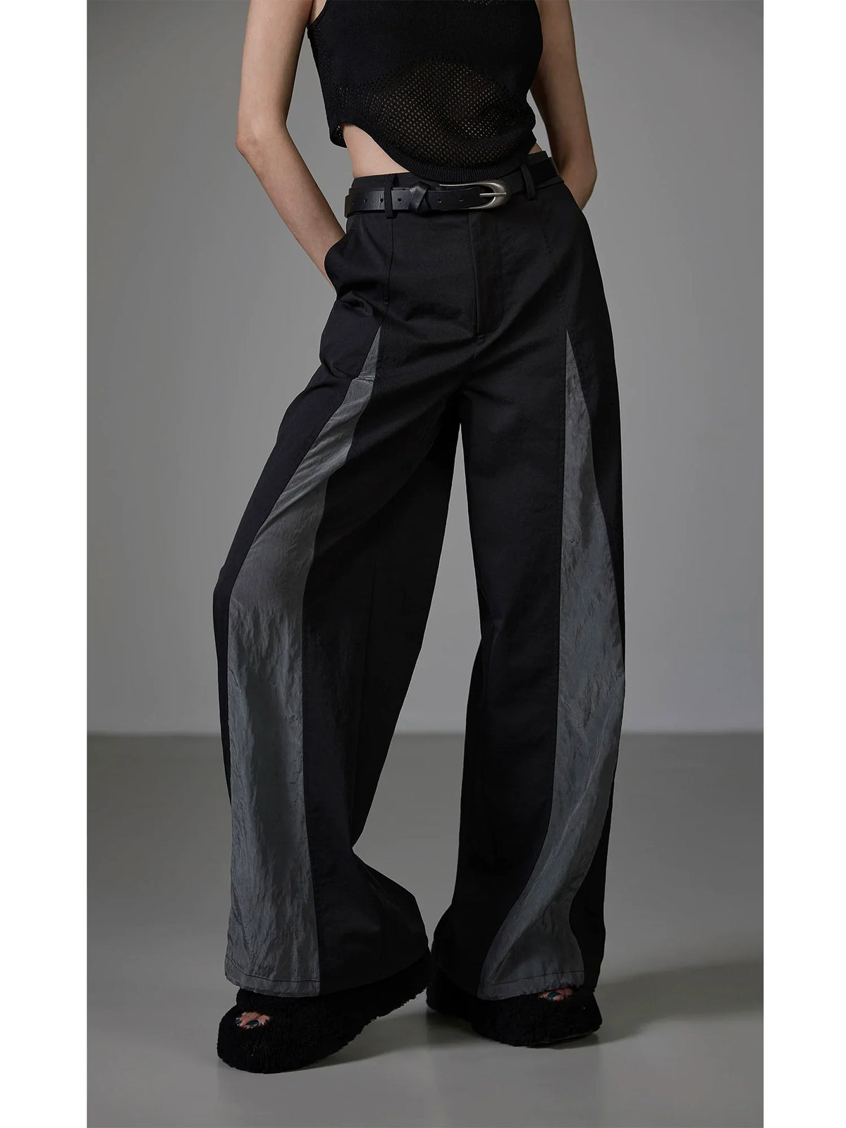Pantalon large patchwork