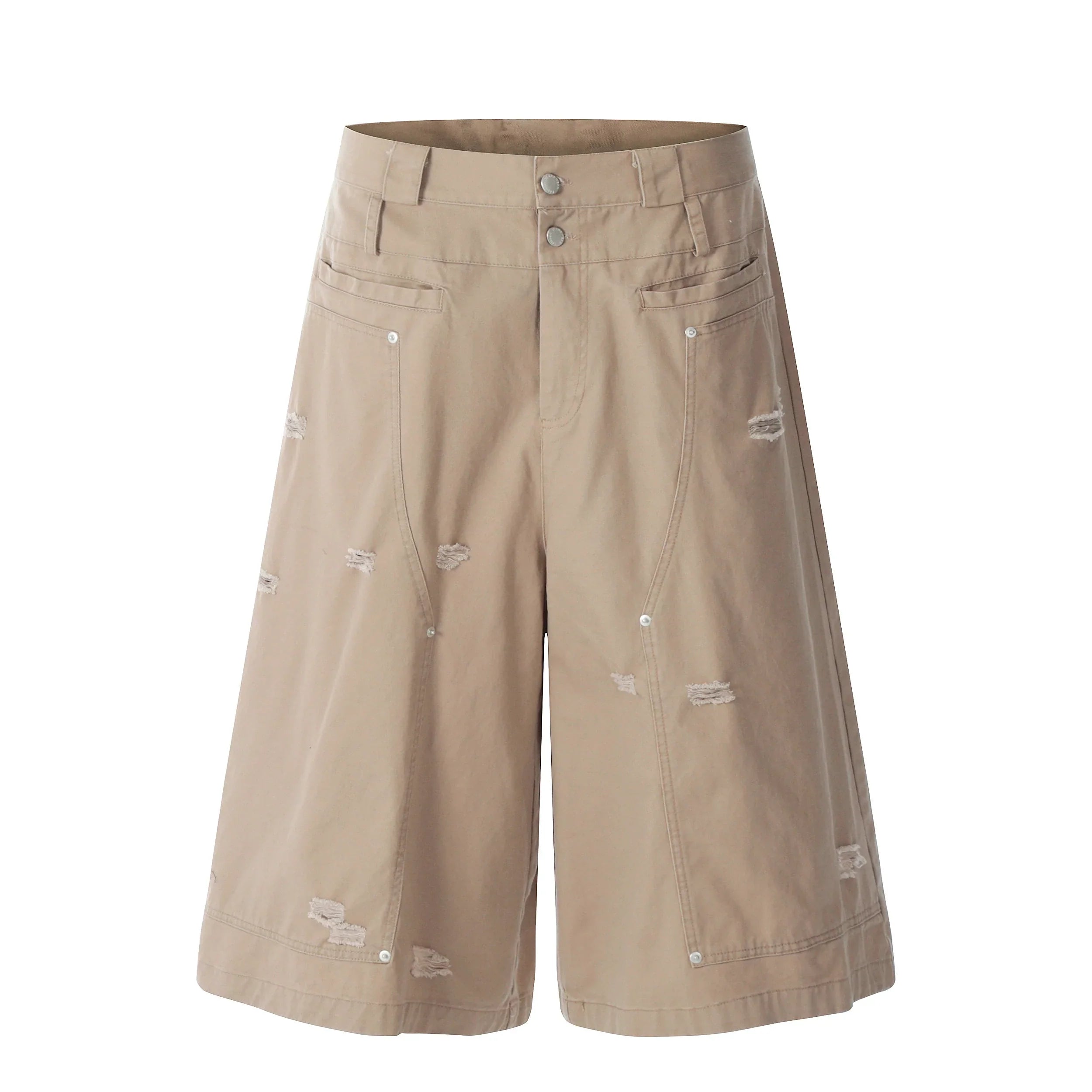 Ripped Design Wide Leg Cargo Short