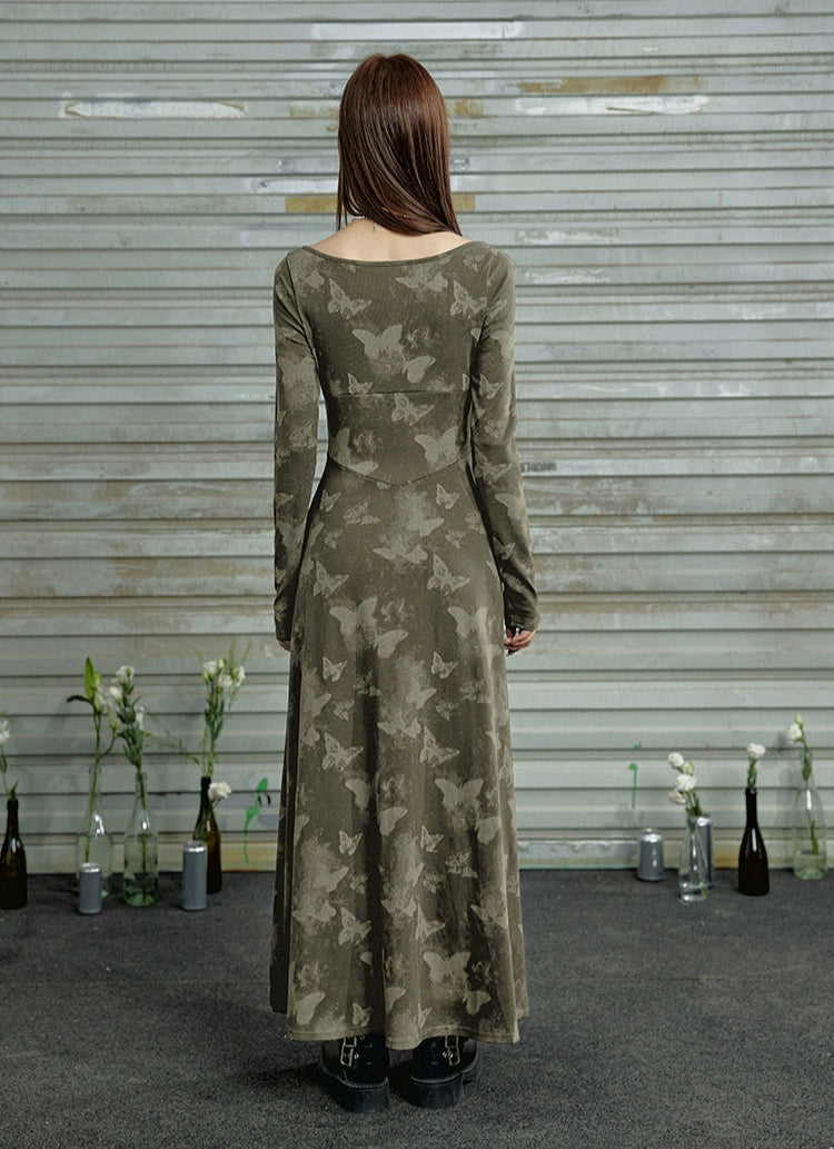 Robe longue à bretelles tie-dye papillon