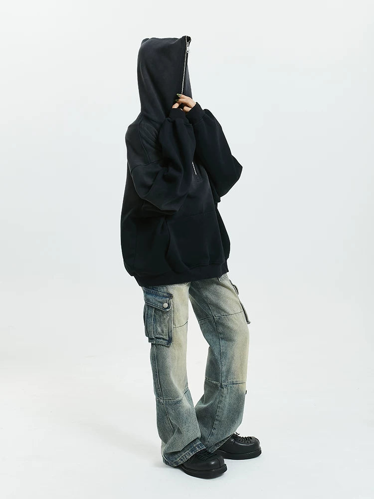 Gradient Half Zip Oversize Hoodie