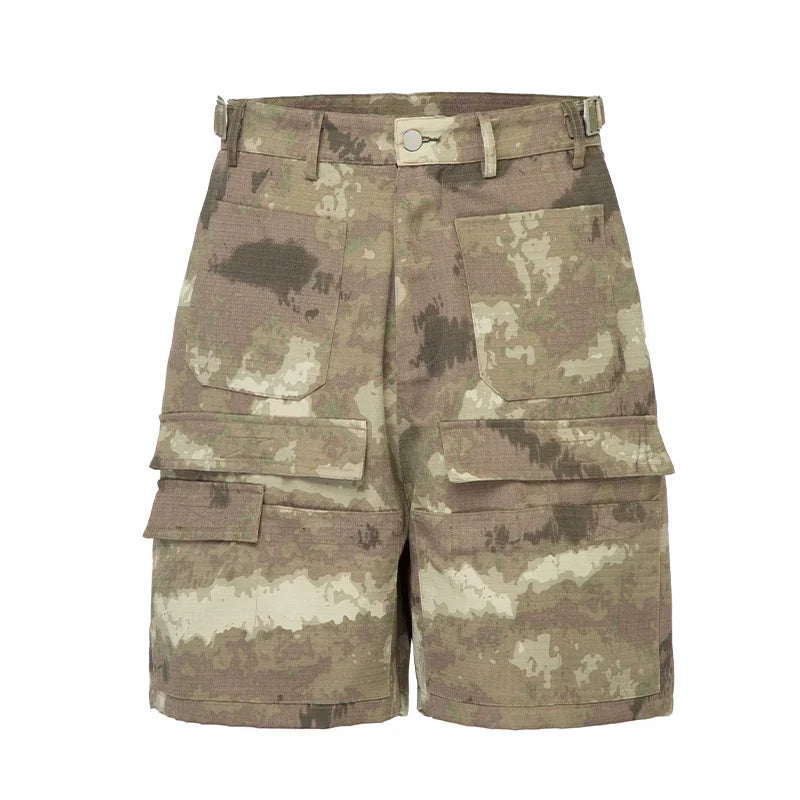 Camouflage Multi-Pocket Straight Cargo Short Pants