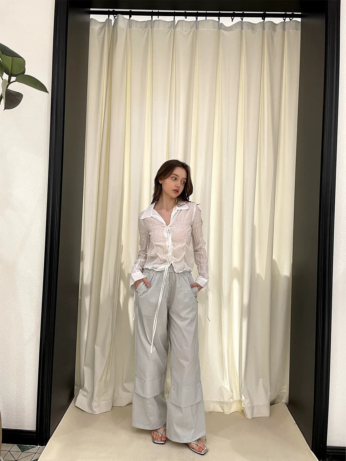 Look Slim Wide-Leg Straight Sporty Pants