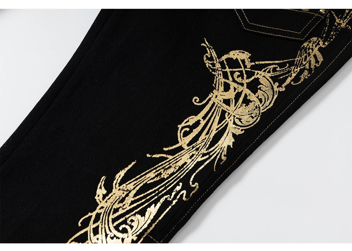 Embroidery Low Rise Straight Denim Jeans