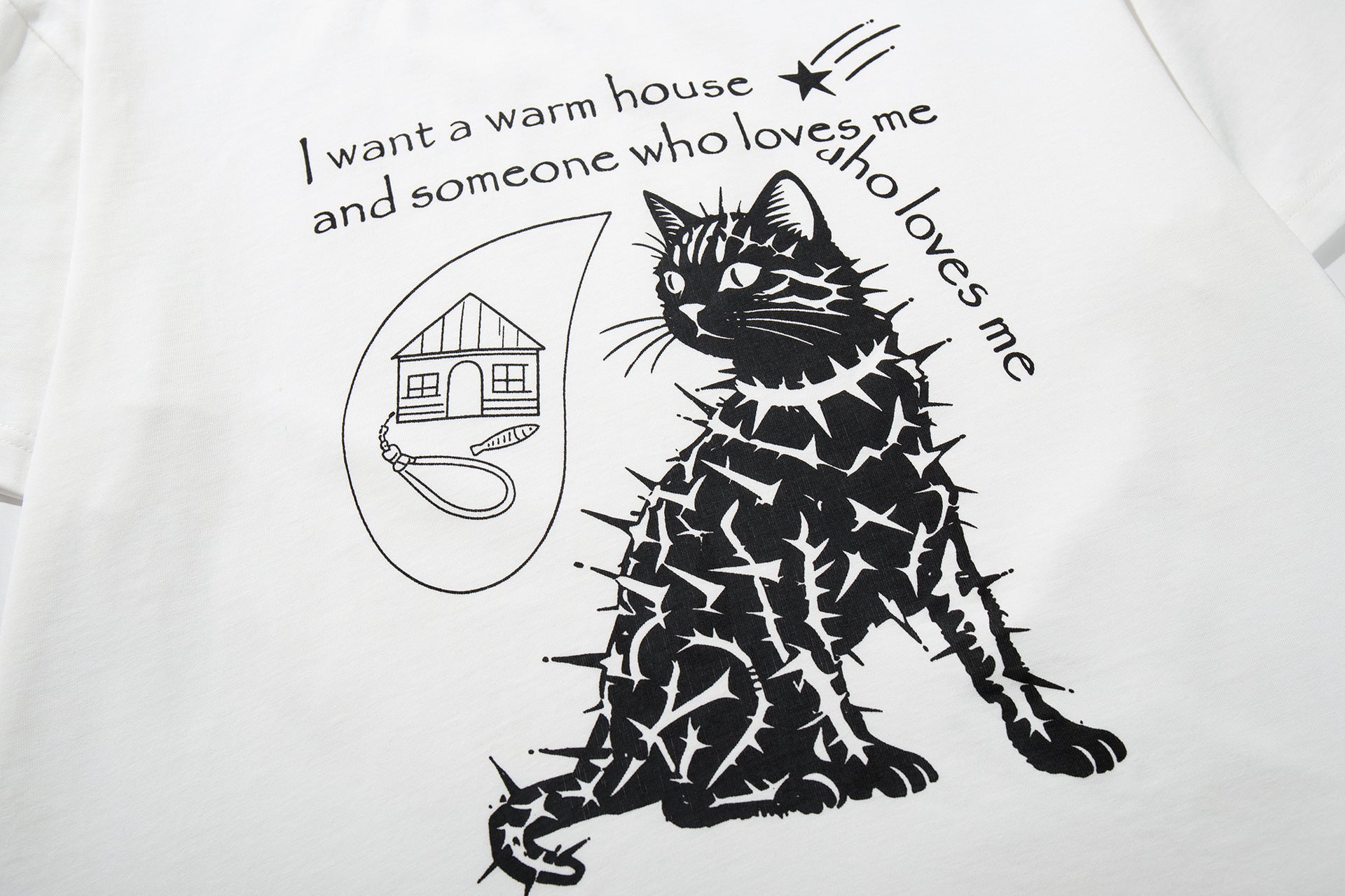 Stud Cat Print Short Sleeve T-Shirt