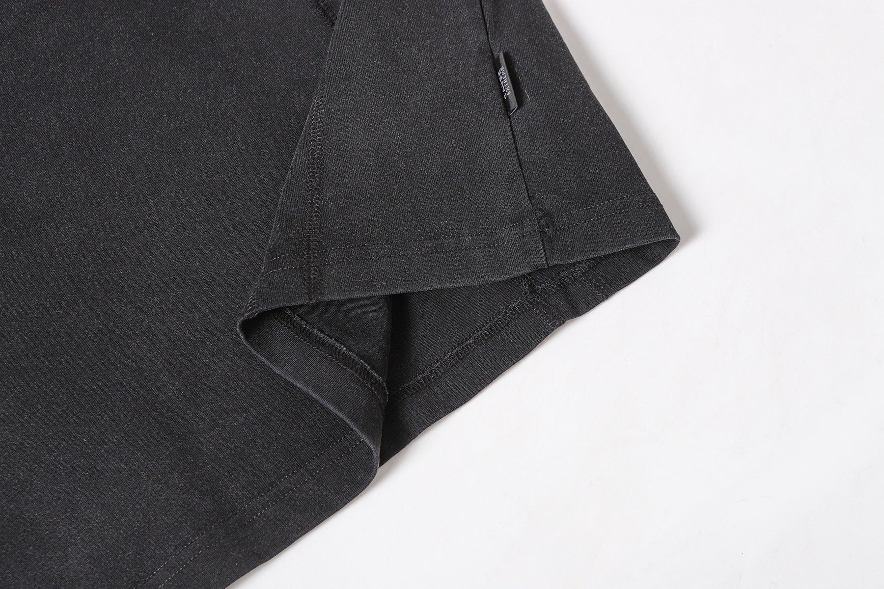 Semi-Open Collar Washed Short Sleeve T-Shirt