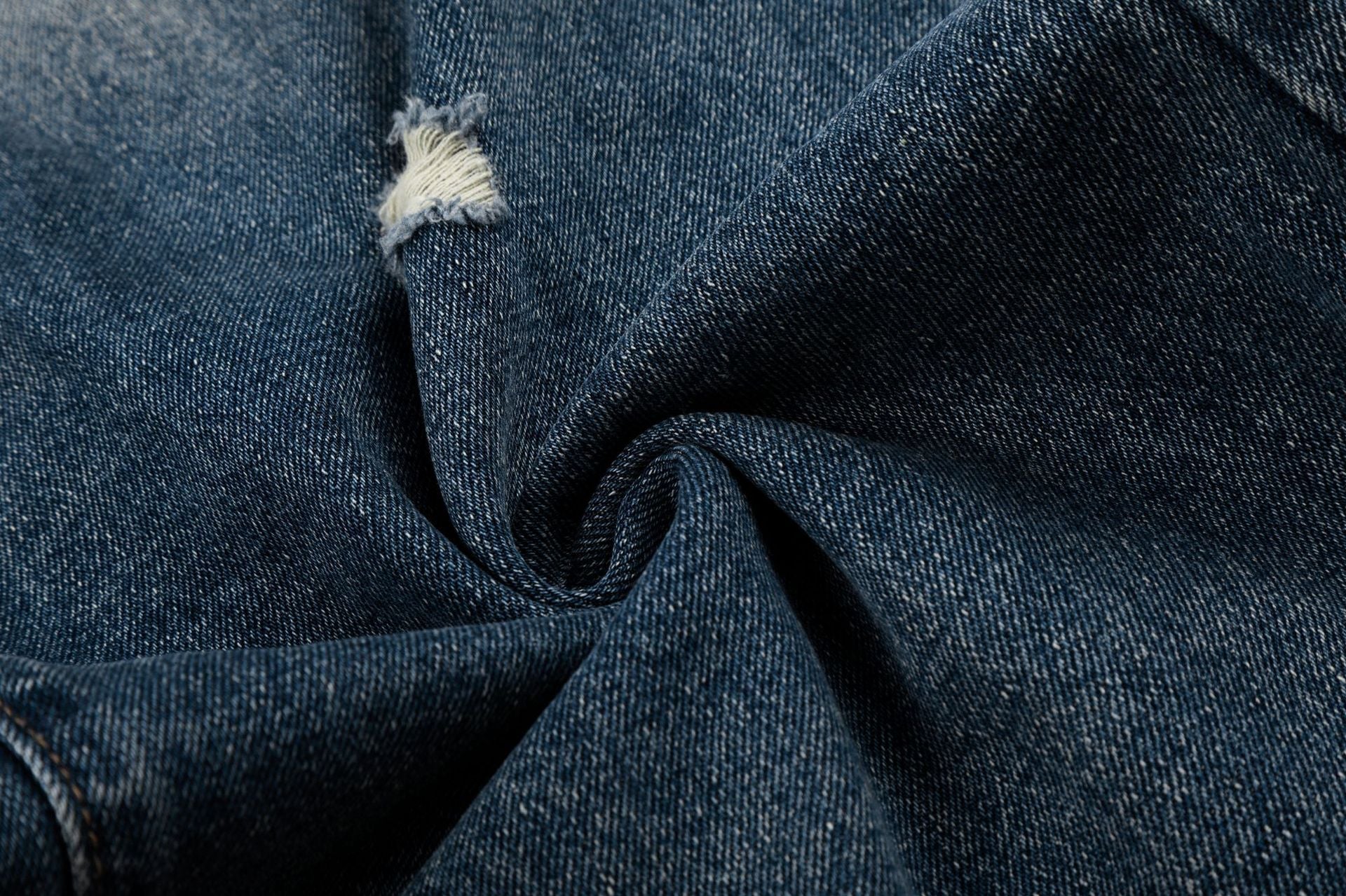 Wash Rivet Damage Wide Leg Denim Jeans