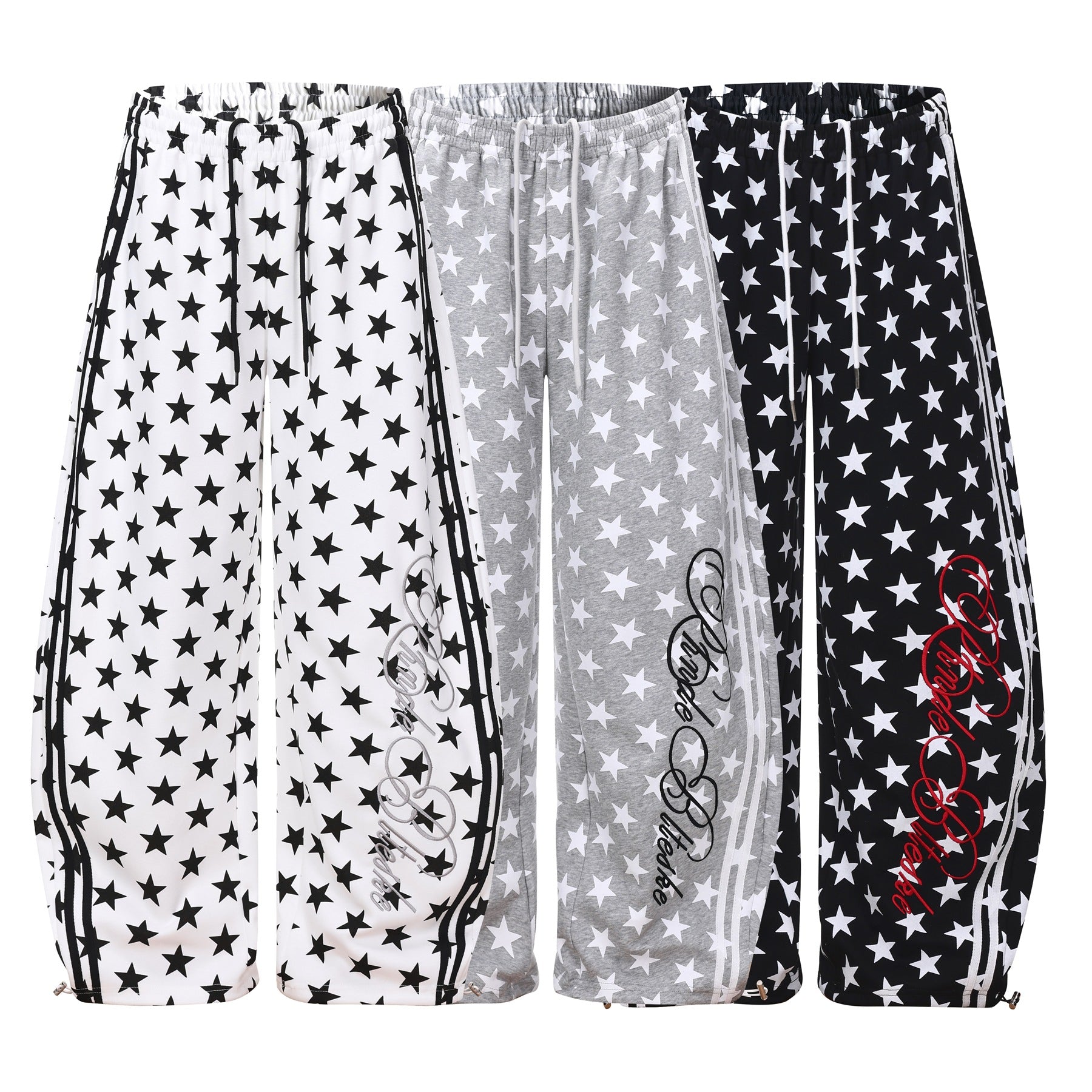 All-Over Print Deconstruction Wide Leg Curved Sweatpants