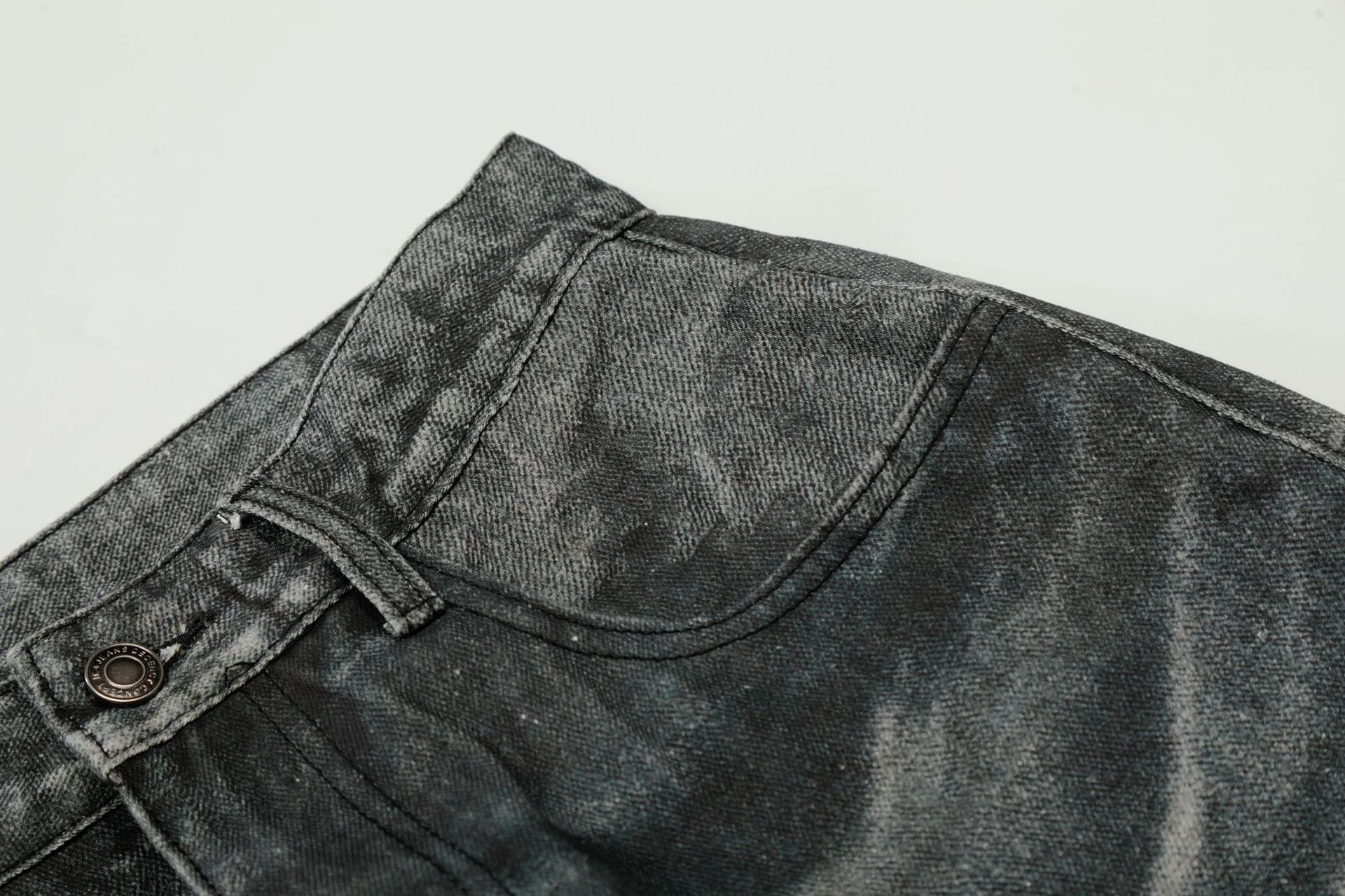 Washed Whisker Straight Denim Jeans