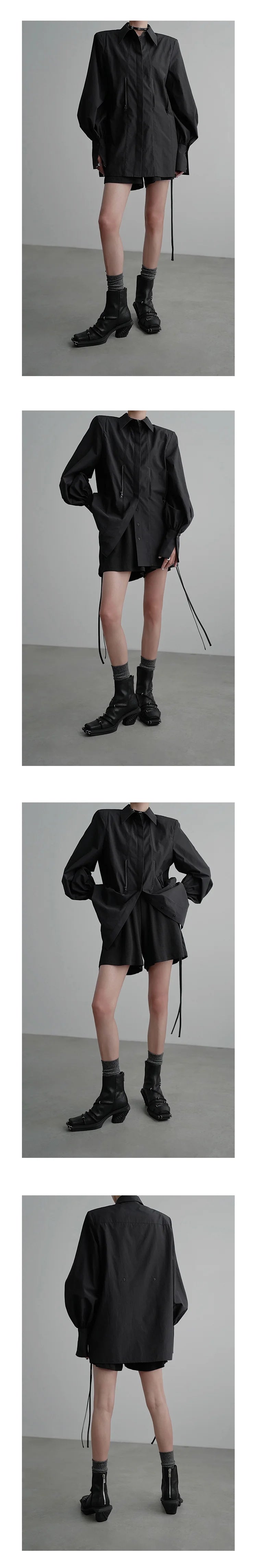 Chemise longue à taille cintrée et fermeture éclair