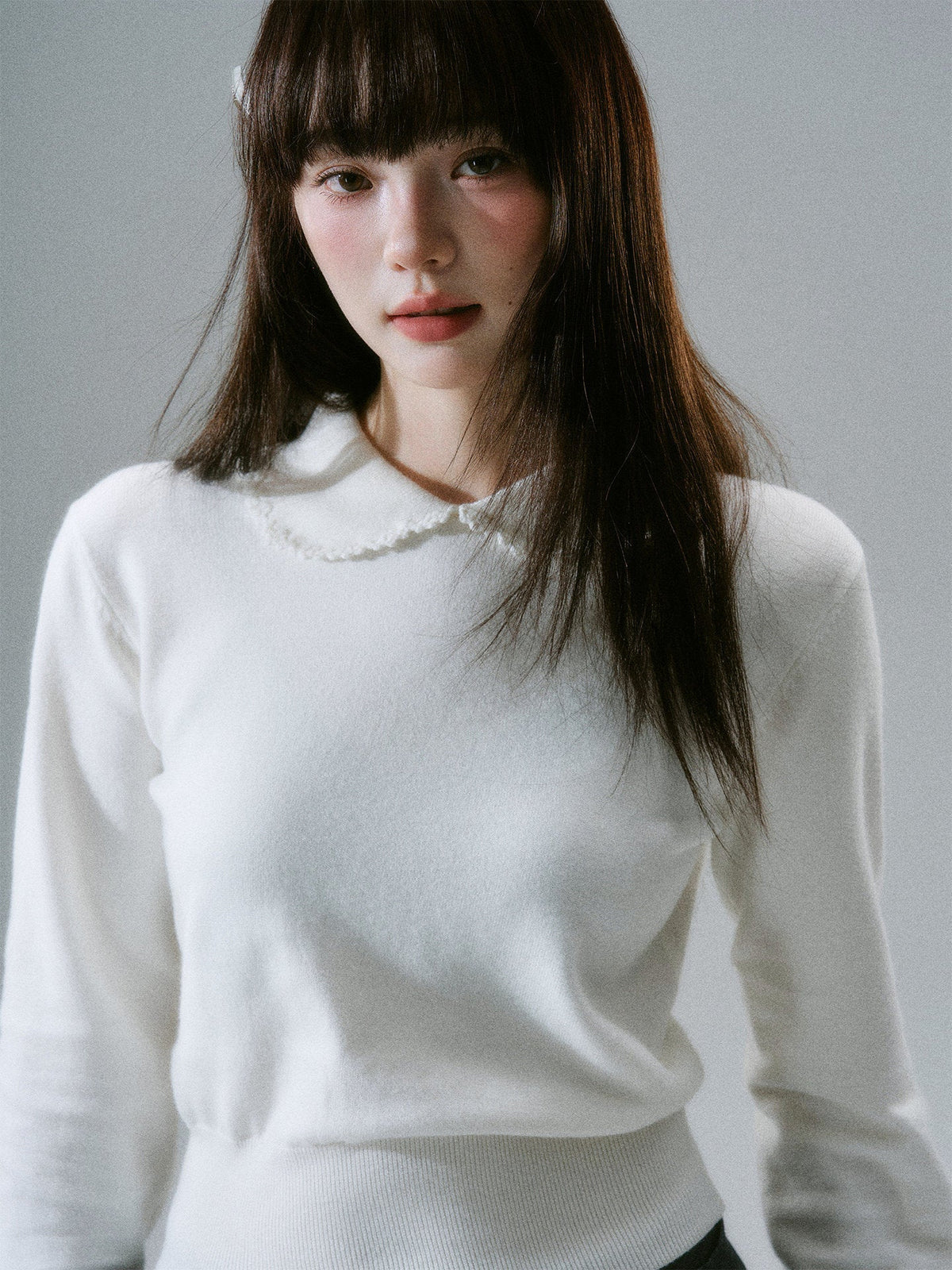 Handmade Crochet Crew Neck Slimming Polo Knit Sweater