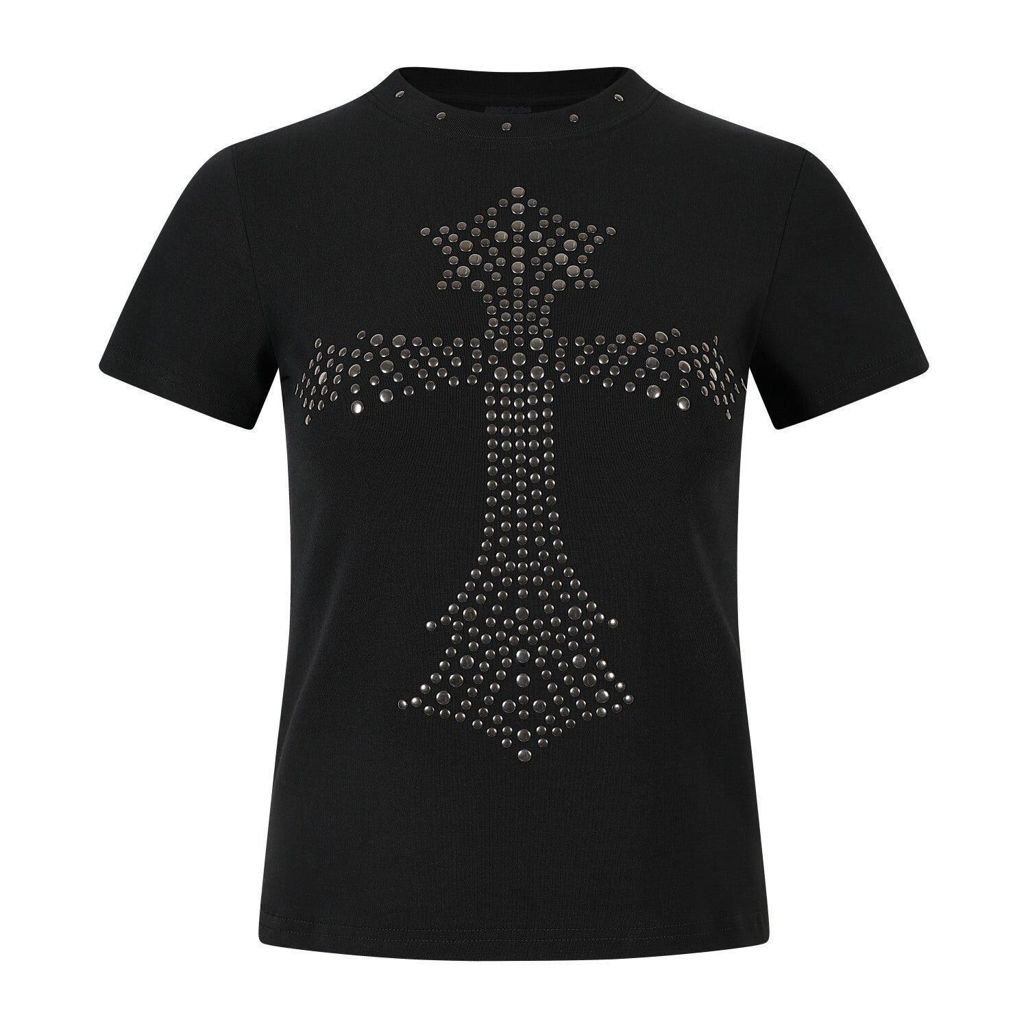 Cross Studs Detail Short Sleeve T-Shirt