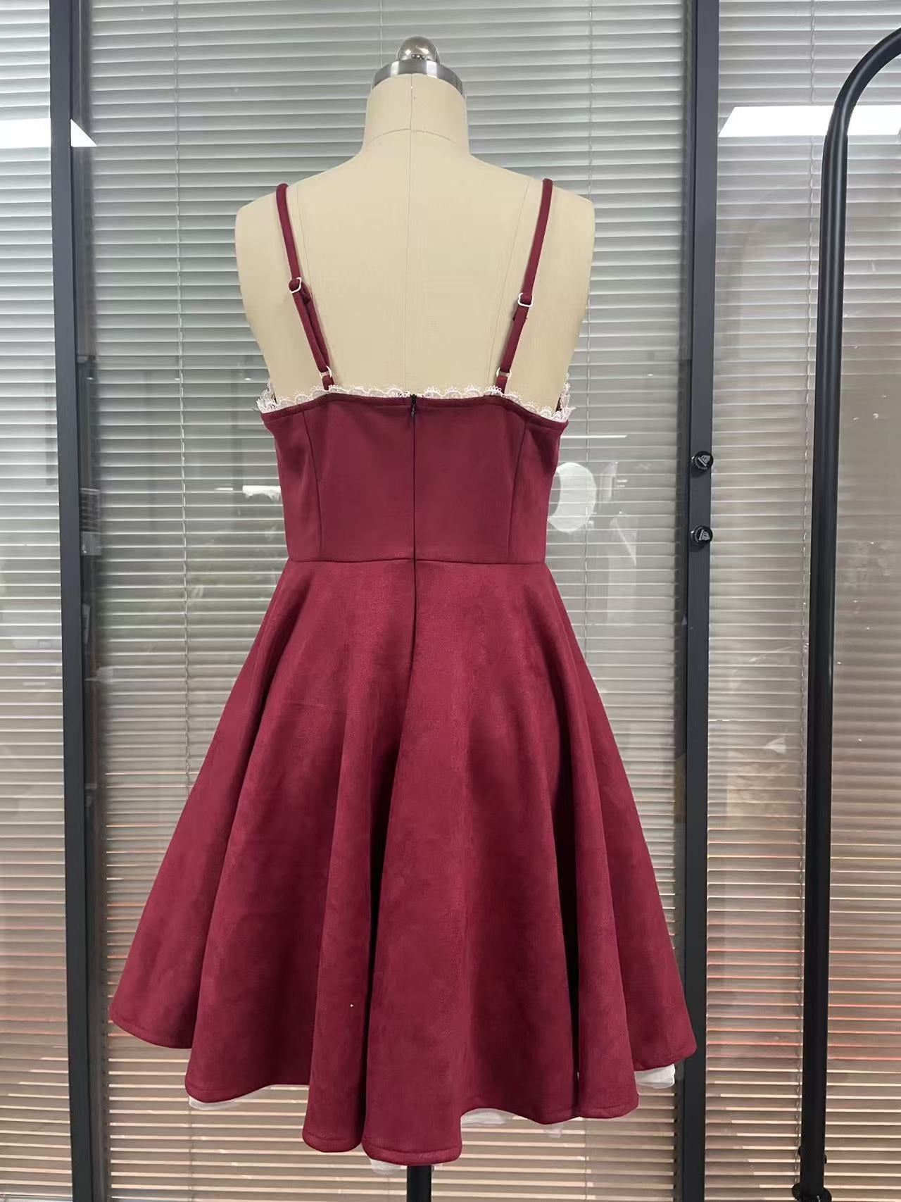 Abito midi rosso vino