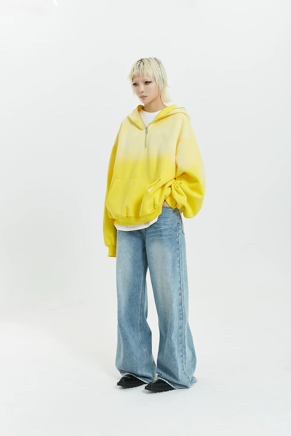 Gradient Half Zip Oversize Hoodie