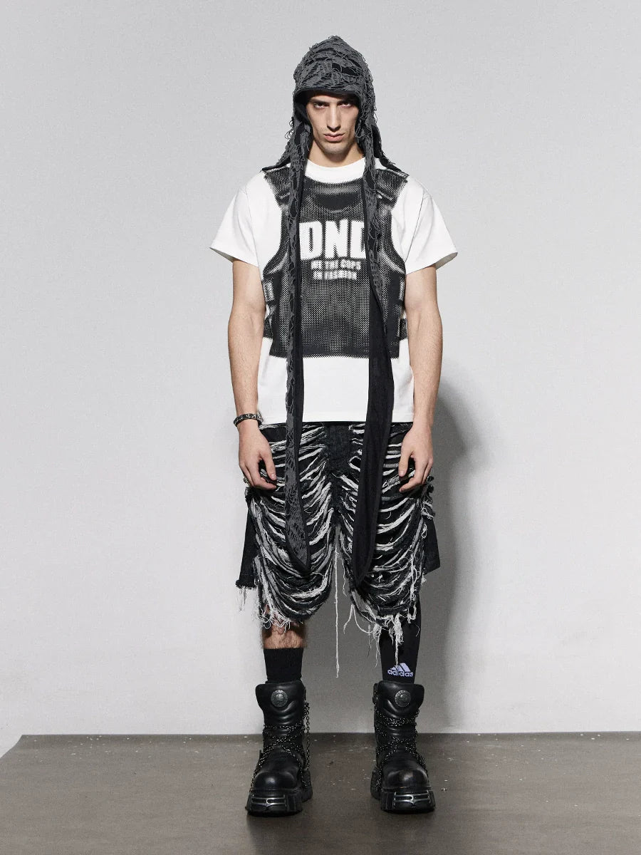 Heavy Washed Cut Denim Half Jeans