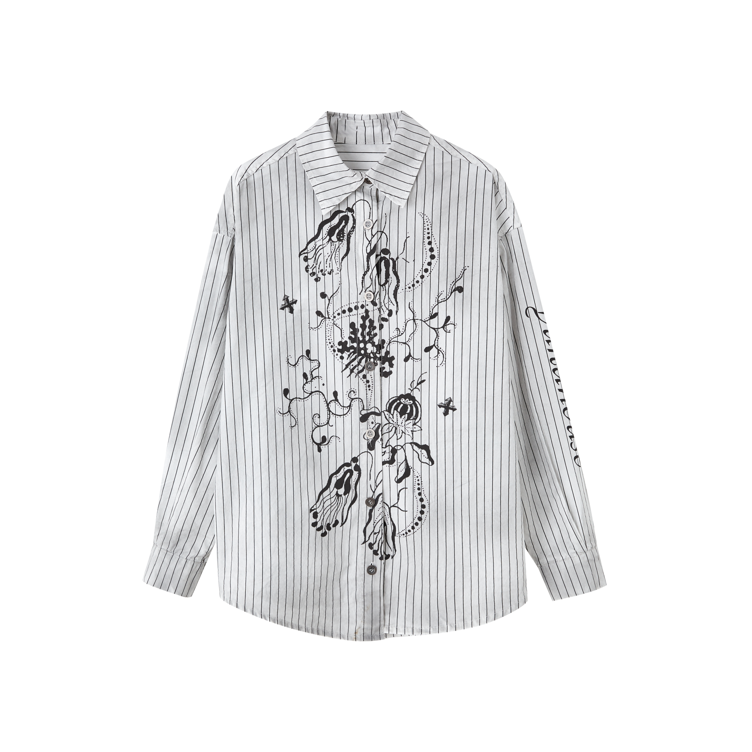 Stripe Graphic Print Long Sleeve Shirt & Stripe Print Camisole