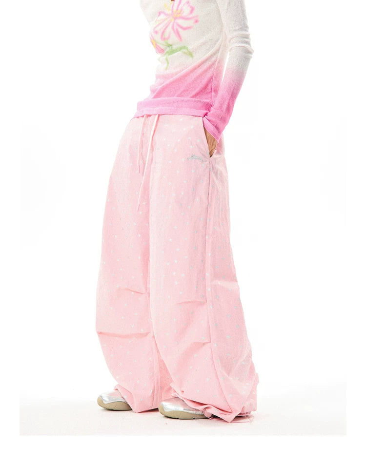 Allover Star Print Wide-Leg Pants