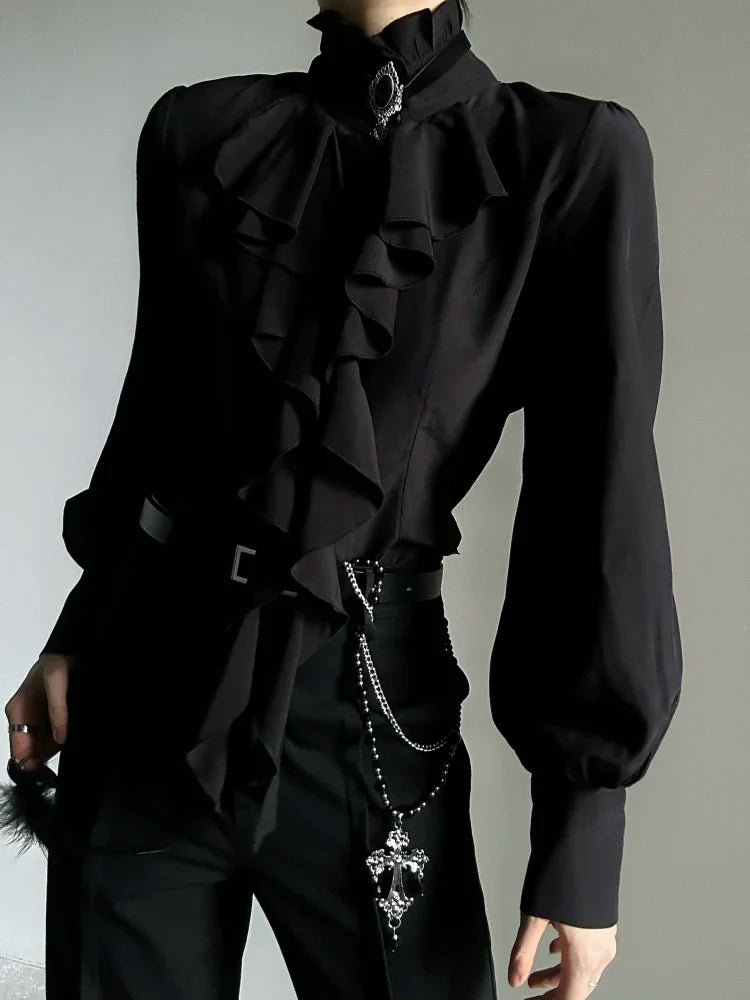 Ruffles Design Long Sleeve Shirt