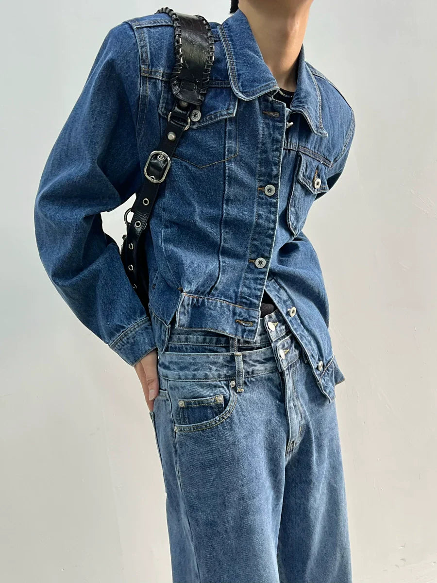 Shoulder Padded Denim Jacket