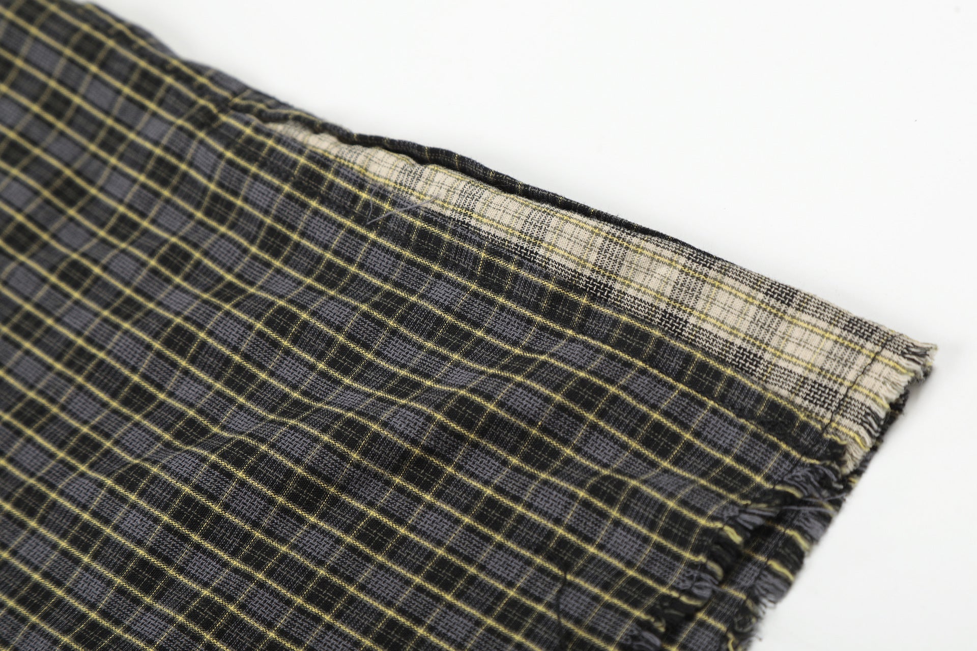 Plaid Cut Gradient Washed Short Sleeve Shirt
