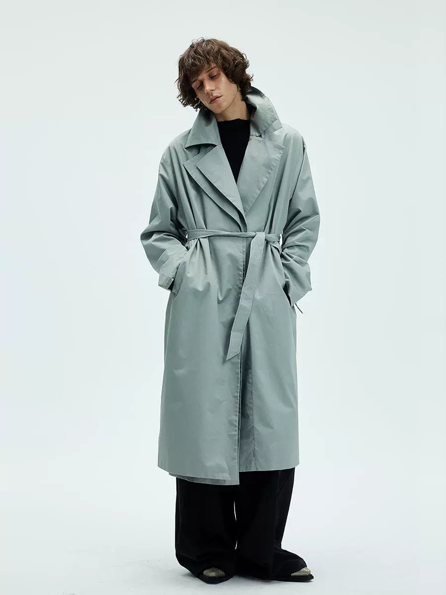 Double Neckline A-line Long Coat