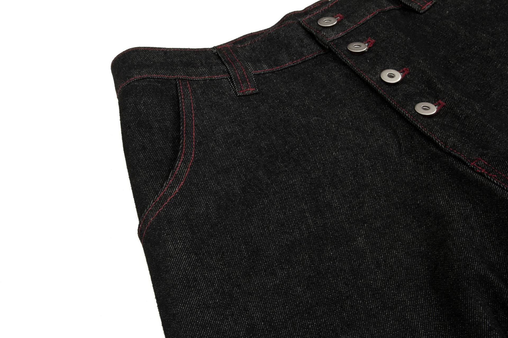 Contrast Stitch Panel Curved Wide Leg Denim Jeans
