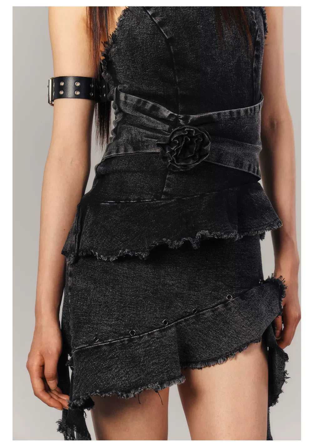 Asymmetrical Halter Denim Sleeveless Dress