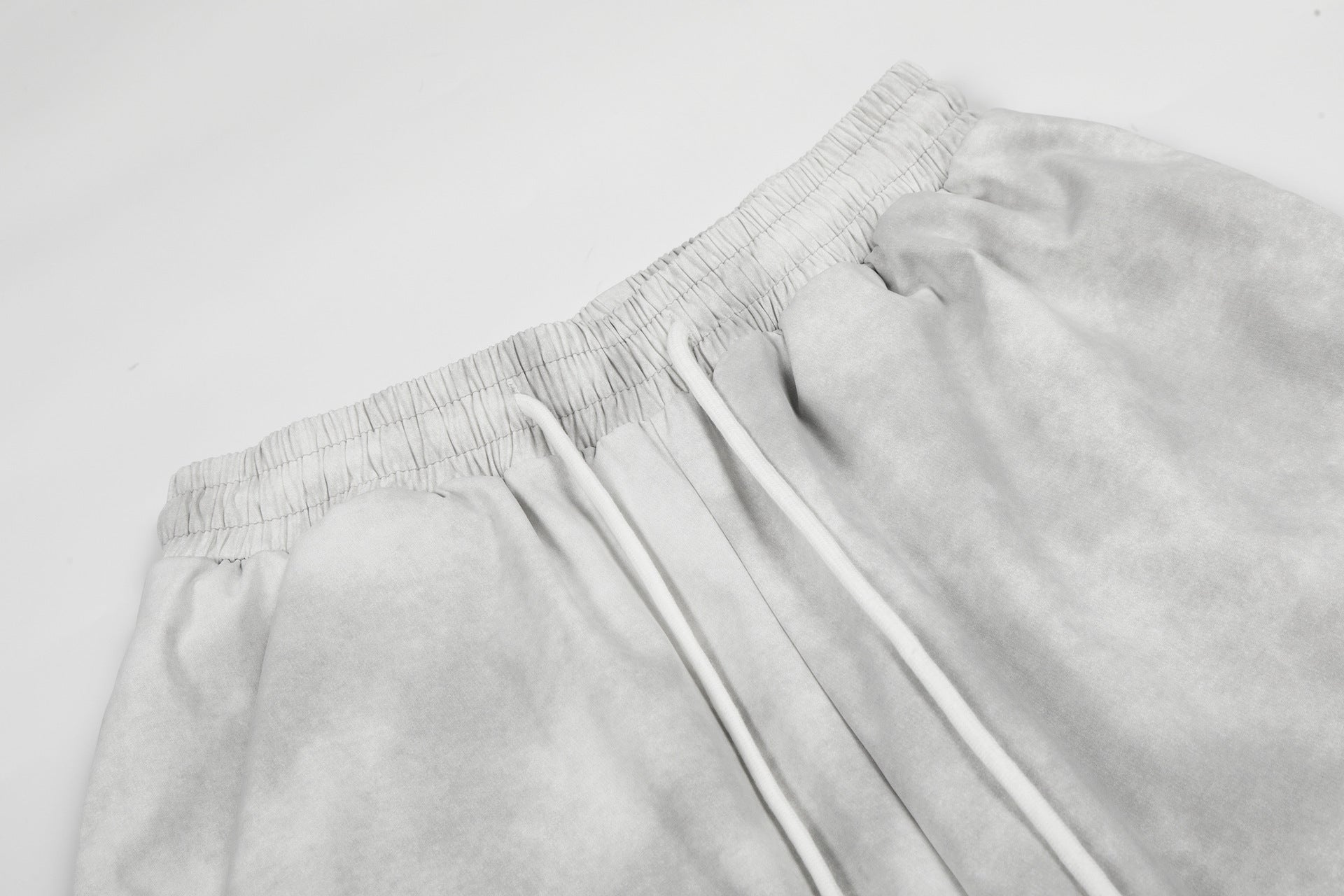 Washed Letter Print Drawstring Wide Leg Pants