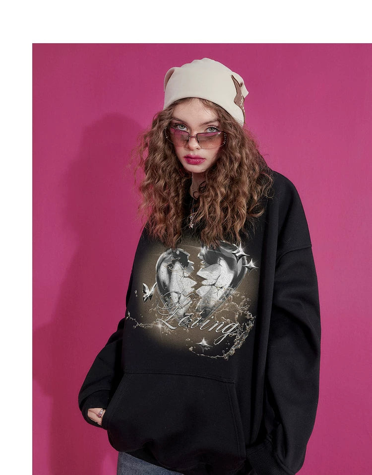 Thick Print Oversize Hoodie