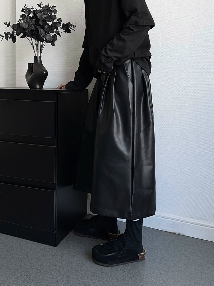 PU Leather Wide Leg Short