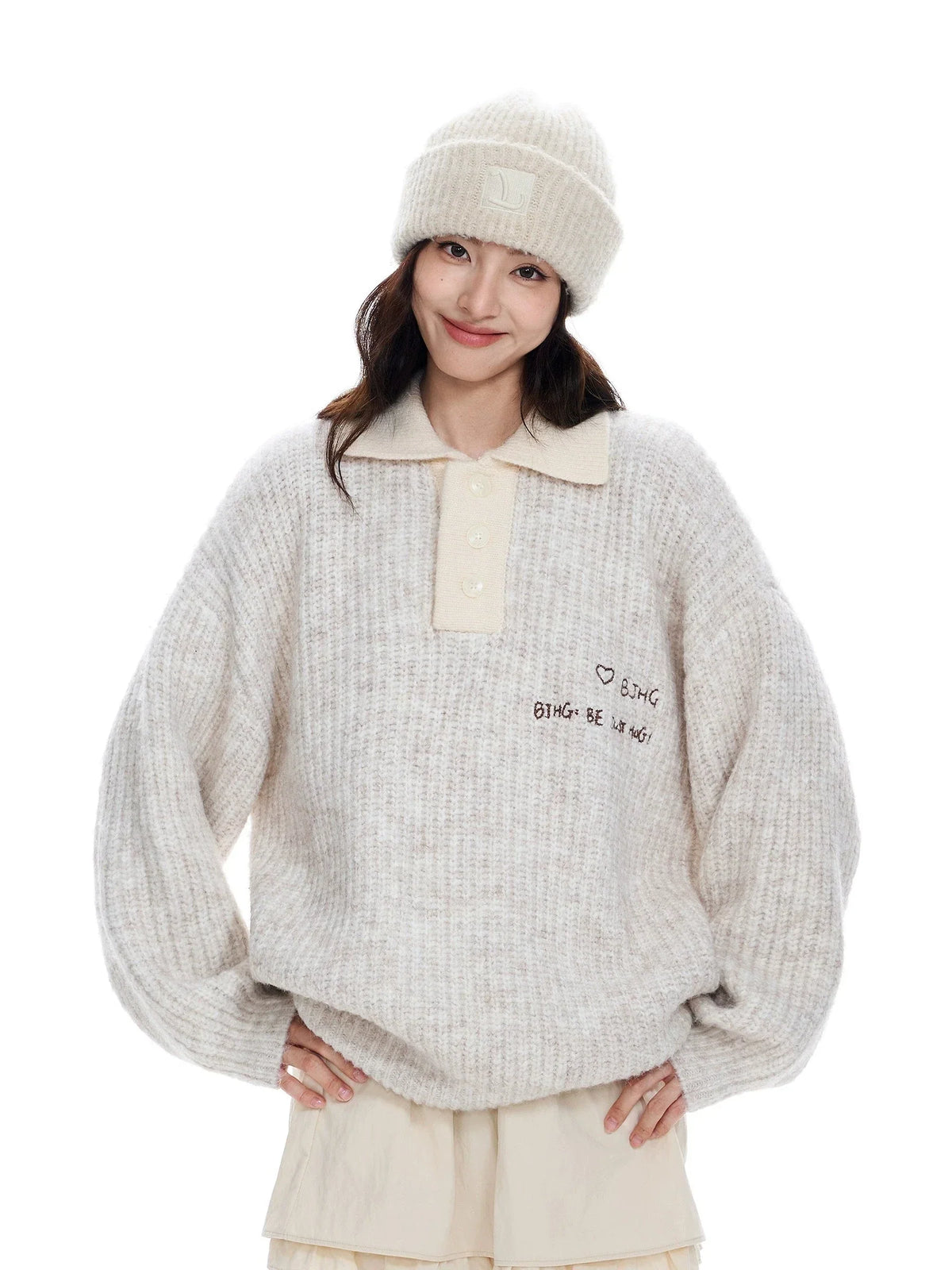 Pullover Polo Knit Sweater