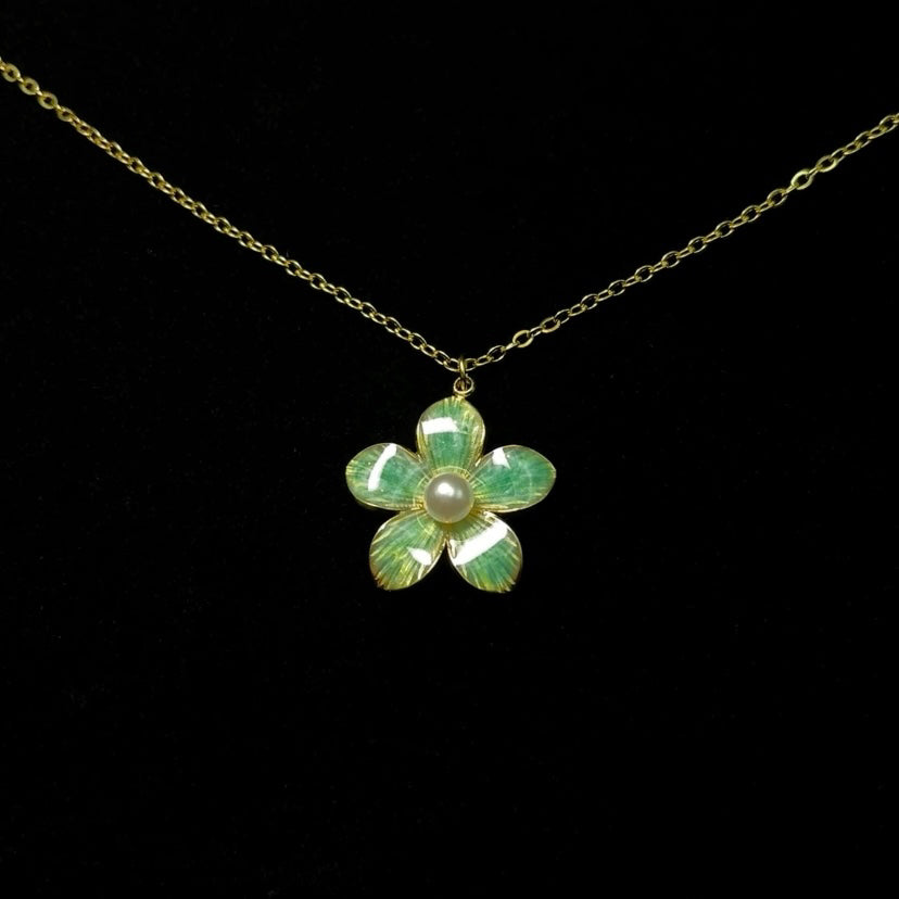 Vintage Pearl Cherry Blossoms Necklace