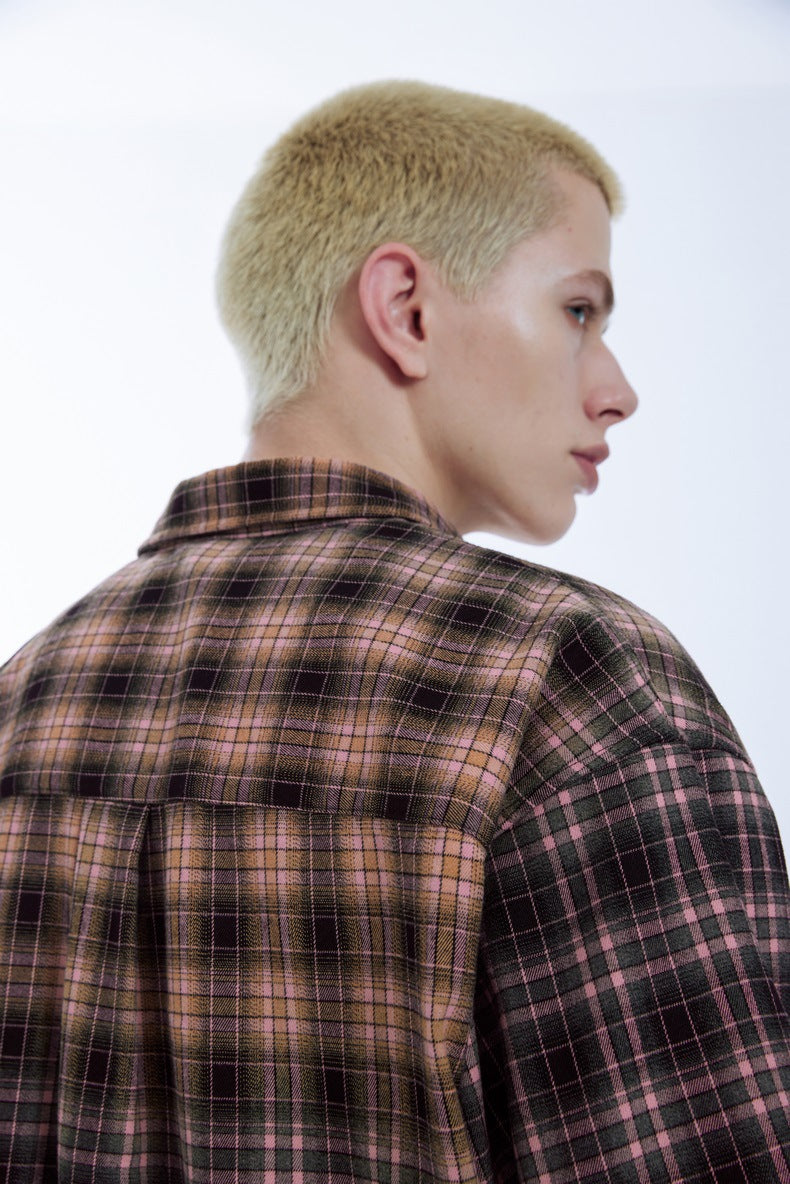 Plaid Oversized Gradient Heavyweight Shirt
