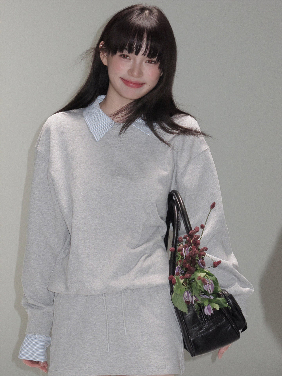 Skin-Friendly Sweatshirt & Short Skirt Setup