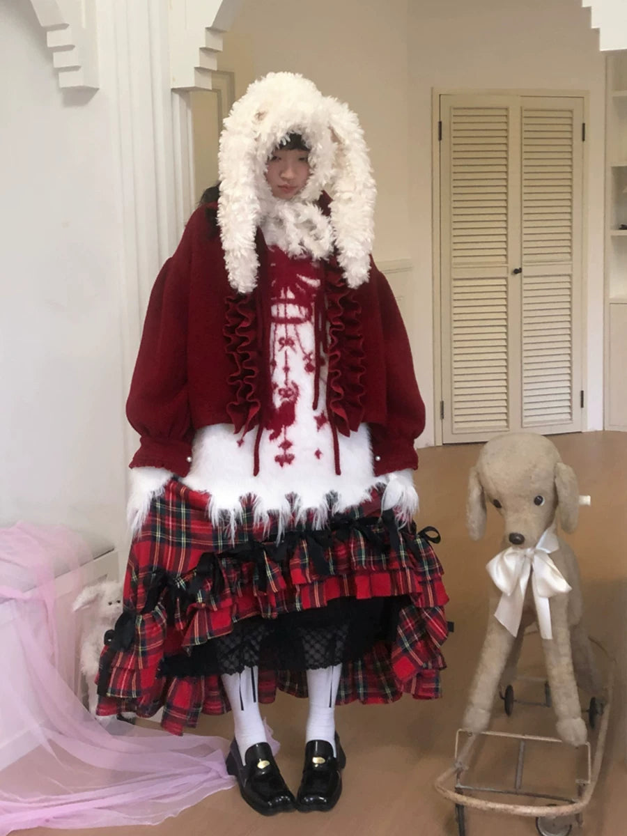 Bow Design Shaggy Knit Sweater