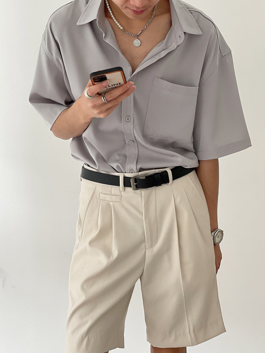 Oversize Satin Short Sleeve Shirt