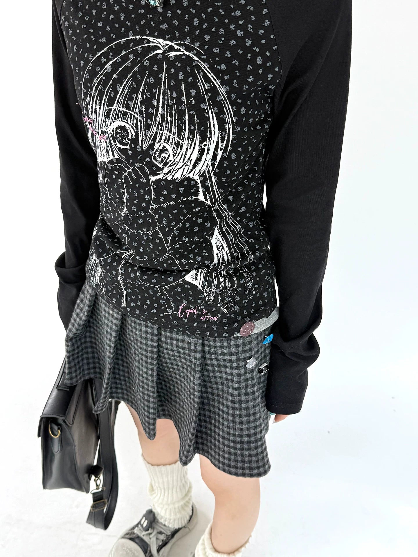 Graphic Speckled Print Long Sleeve T-Shirt
