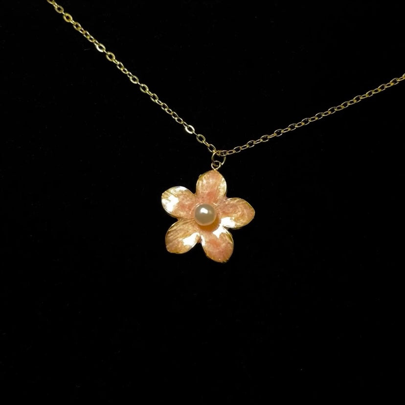 Vintage Pearl Cherry Blossoms Necklace