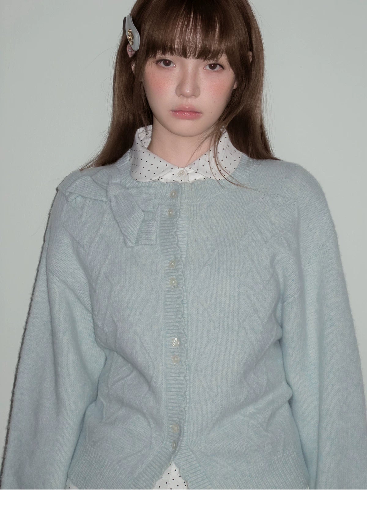 Moonlight Silhouette Bow Detail Wool Knit Cardigan
