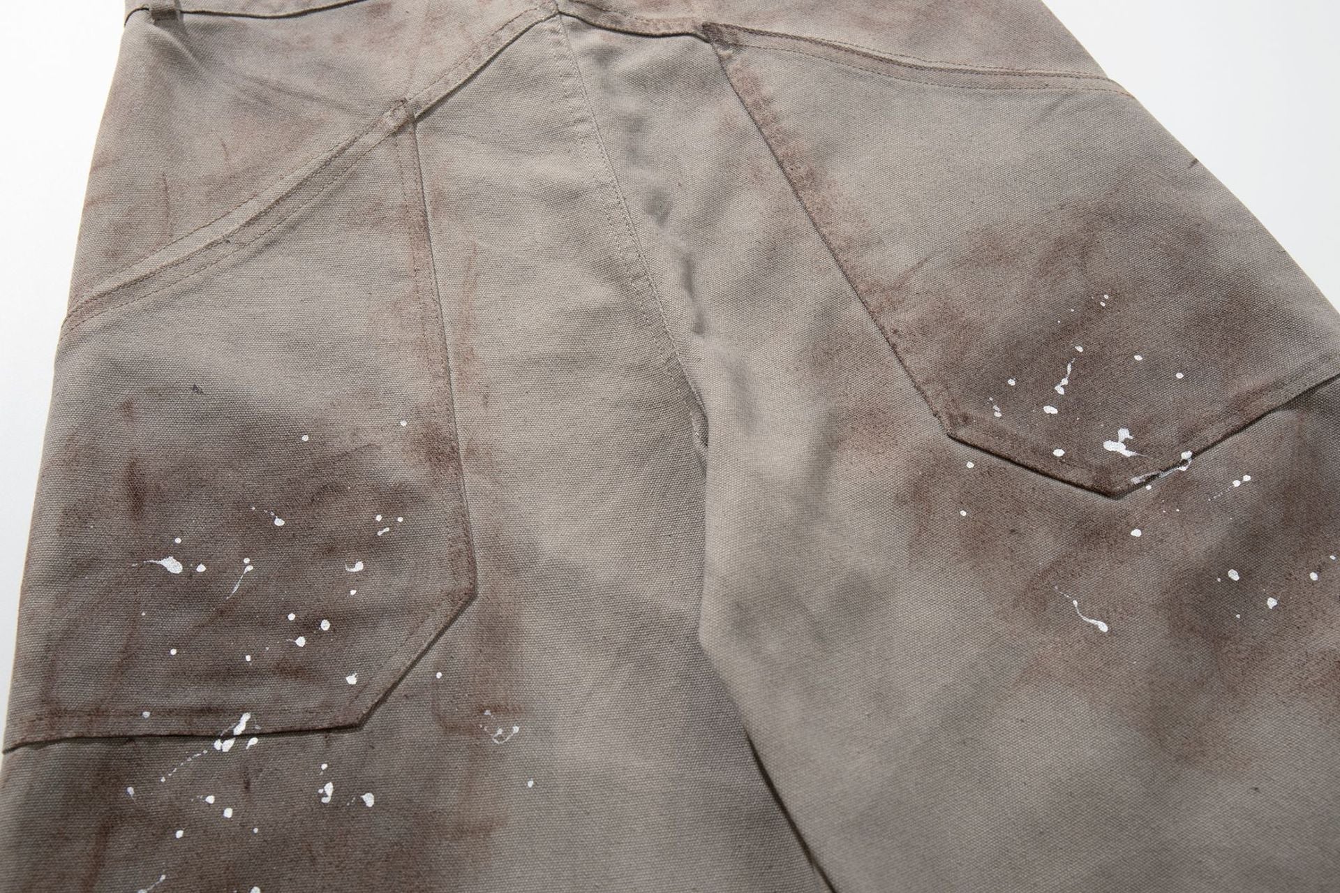 Washed Paint Studs Detail Wide Leg Pants