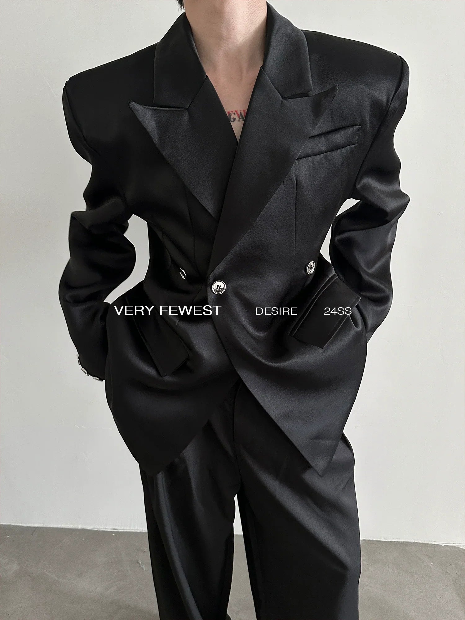 Three Dimensional Silhouette Shoulder Pad Tailored Jacket