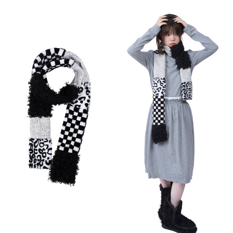 Patchwork Fake Fur Scarf